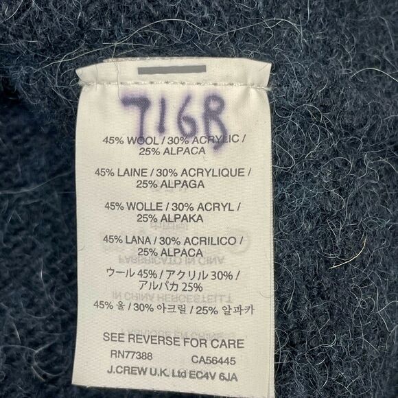 J. Crew Women Blue Wool Alpaca Blend Turtleneck Pullover Sweater Size M - Picture 6 of 8